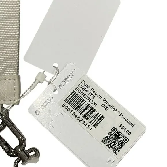 NWT Lululemon Athletica Dual Pouch Wristlet Studded Bone/Silver RARE - Picture 5 of 9